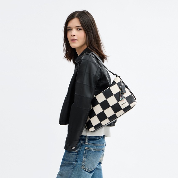 Coach Alter/Ego Slouchy Shoulder Bag In Checkerboard Upcrafted Leather Purses - Picture 6 of 12